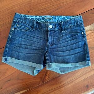 🦊 Express Indigo Jean Shorts with Animal Print Waistband
